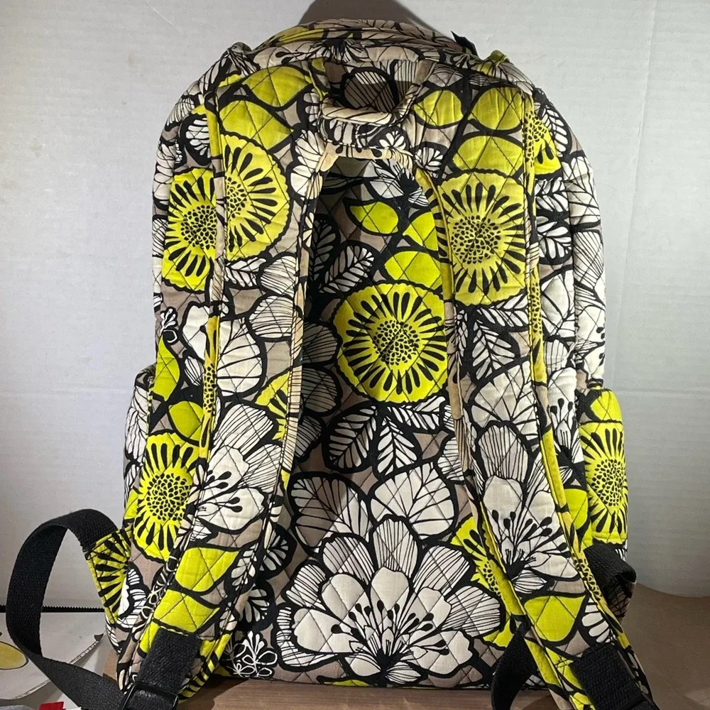 Vera Bradley Yellow Black Floral Quilted Baby Backpack